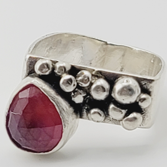 PINK SAPPHIRE HANDMADE RING STERLING SILVER SIZE 7 - Picture 3 of 12